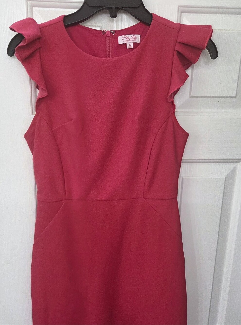 Pink Lily Pink Ruffle Sleeve Mini Dress